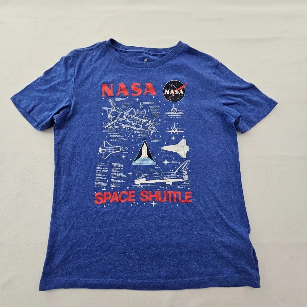 NASA Space Shuttle Gap Blue Short Sleeve Cotton Blend T-Shirt Kids' L